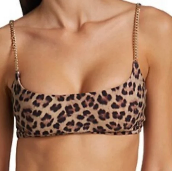 WeWoreWhat,NWT,Cami Bra Crop Top Chainhed Leopard Print,XS - Picture 1 of 6